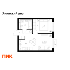 Квартира 34 м², 1-комнатная - изображение 1