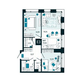 Квартира 55,7 м², 2-комнатная - изображение 1