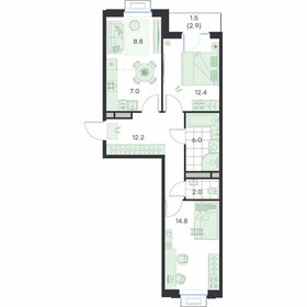 Квартира 64,7 м², 3-комнатная - изображение 1