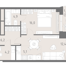 Квартира 49,9 м², 2-комнатная - изображение 2