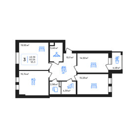 Квартира 95,3 м², 3-комнатная - изображение 1