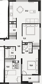 Квартира 76,7 м², 3-комнатная - изображение 1