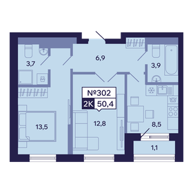 Квартира 50,4 м², 2-комнатная - изображение 1