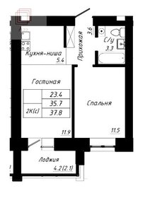 Квартира 37,8 м², 1-комнатная - изображение 1