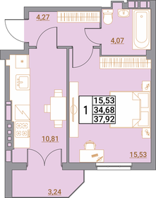 Квартира 39,8 м², 1-комнатная - изображение 1