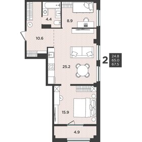 Квартира 67,5 м², 2-комнатная - изображение 1