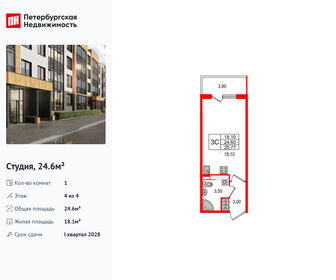 Квартира 24,6 м², студия - изображение 1