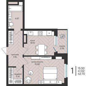 Квартира 42,7 м², 1-комнатная - изображение 1