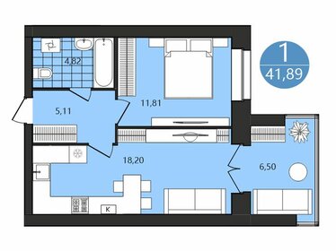 Квартира 41,9 м², 1-комнатная - изображение 1