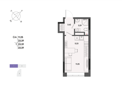 Квартира 23,4 м², студия - изображение 1