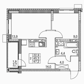 Квартира 47,2 м², 2-комнатная - изображение 1