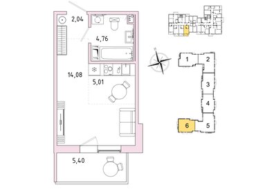 Квартира 27,5 м², студия - изображение 1