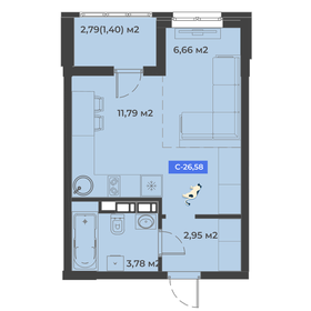 Квартира 26,6 м², студия - изображение 1