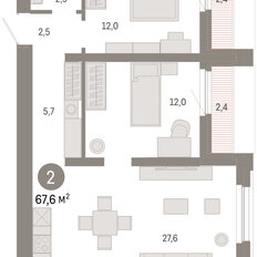 Квартира 67,6 м², 2-комнатная - изображение 3