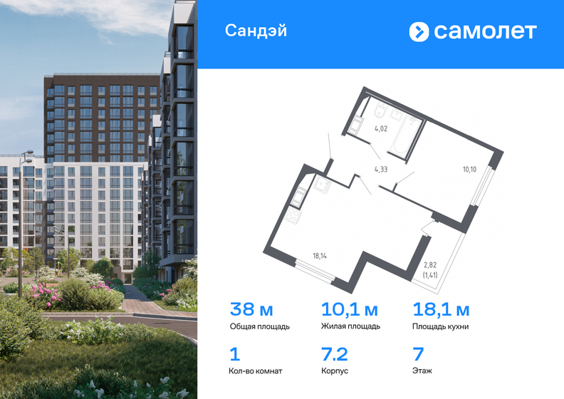 47,7 м², 1-комнатная квартира 20 938 180 ₽ - изображение 35