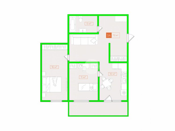 72 м², 2-комнатная квартира 4 290 000 ₽ - изображение 1