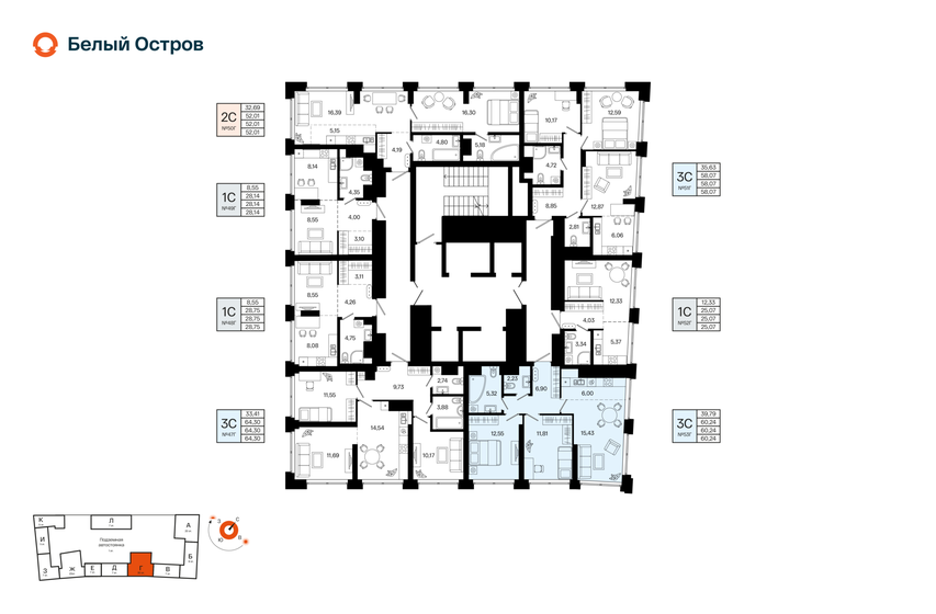 60,4 м², 3-комнатная квартира 10 882 300 ₽ - изображение 32