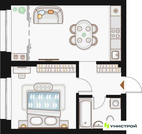58,1 м², 1-комнатная квартира 12 200 000 ₽ - изображение 42
