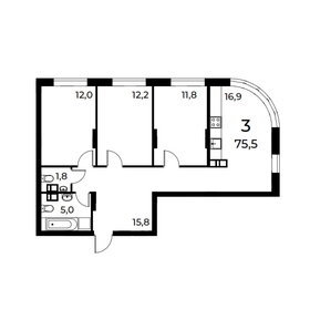 Квартира 75,5 м², 3-комнатная - изображение 1