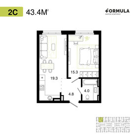 Квартира 43,4 м², 1-комнатная - изображение 1