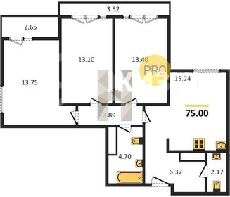 Квартира 75,4 м², 3-комнатная - изображение 1