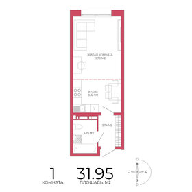 Квартира 32 м², 1-комнатная - изображение 1