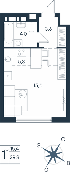 28,2 м², 1-комнатная квартира 5 885 340 ₽ - изображение 16