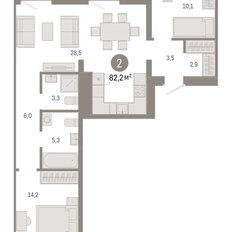 Квартира 82,2 м², 2-комнатная - изображение 3