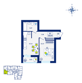 Квартира 38,7 м², 1-комнатная - изображение 1