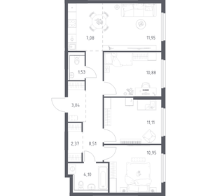 Квартира 71,5 м², 3-комнатная - изображение 1