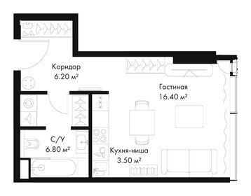 Квартира 32,9 м², студия - изображение 2