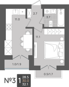 Квартира 30 м², 1-комнатная - изображение 1
