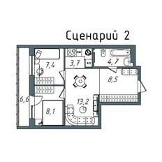 Квартира 52,8 м², 1-комнатная - изображение 3