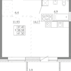 Квартира 41,3 м², 1-комнатная - изображение 3