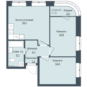 Квартира 55 м², 2-комнатная - изображение 1
