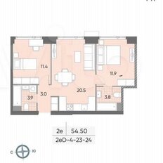 Квартира 55 м², 2-комнатная - изображение 1