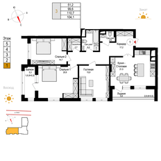 Квартира 110,7 м², 3-комнатная - изображение 4