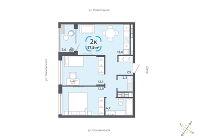 Квартира 57,8 м², 2-комнатная - изображение 1