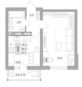 Квартира 37,9 м², 1-комнатная - изображение 1