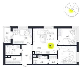 Квартира 77,2 м², 3-комнатная - изображение 1