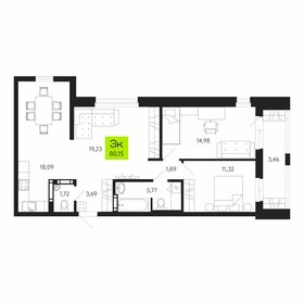 Квартира 80,2 м², 3-комнатная - изображение 1