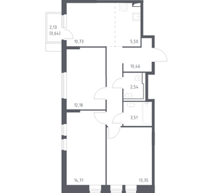 Квартира 73,6 м², 3-комнатная - изображение 1