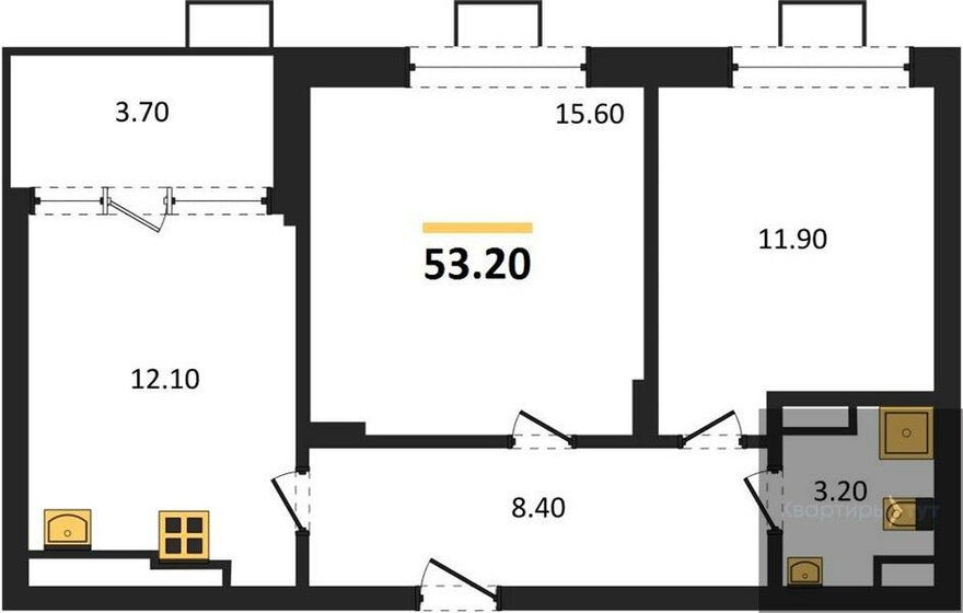 53,2 м², 2-комнатная квартира 6 650 000 ₽ - изображение 18