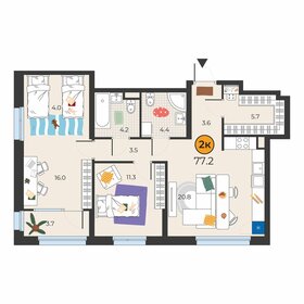 Квартира 77,2 м², 2-комнатная - изображение 1