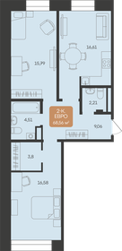 Квартира 68,6 м², 2-комнатная - изображение 1