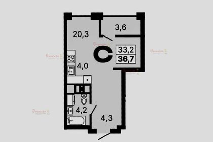 Квартира 36,4 м², студия - изображение 1