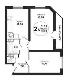 Квартира 58,1 м², 2-комнатная - изображение 1