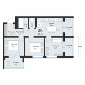 Квартира 60,6 м², 3-комнатная - изображение 1