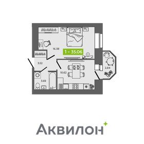 Квартира 35,1 м², 1-комнатная - изображение 1