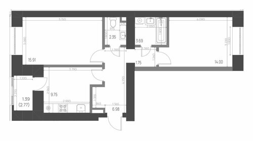 Квартира 55,8 м², 2-комнатная - изображение 1